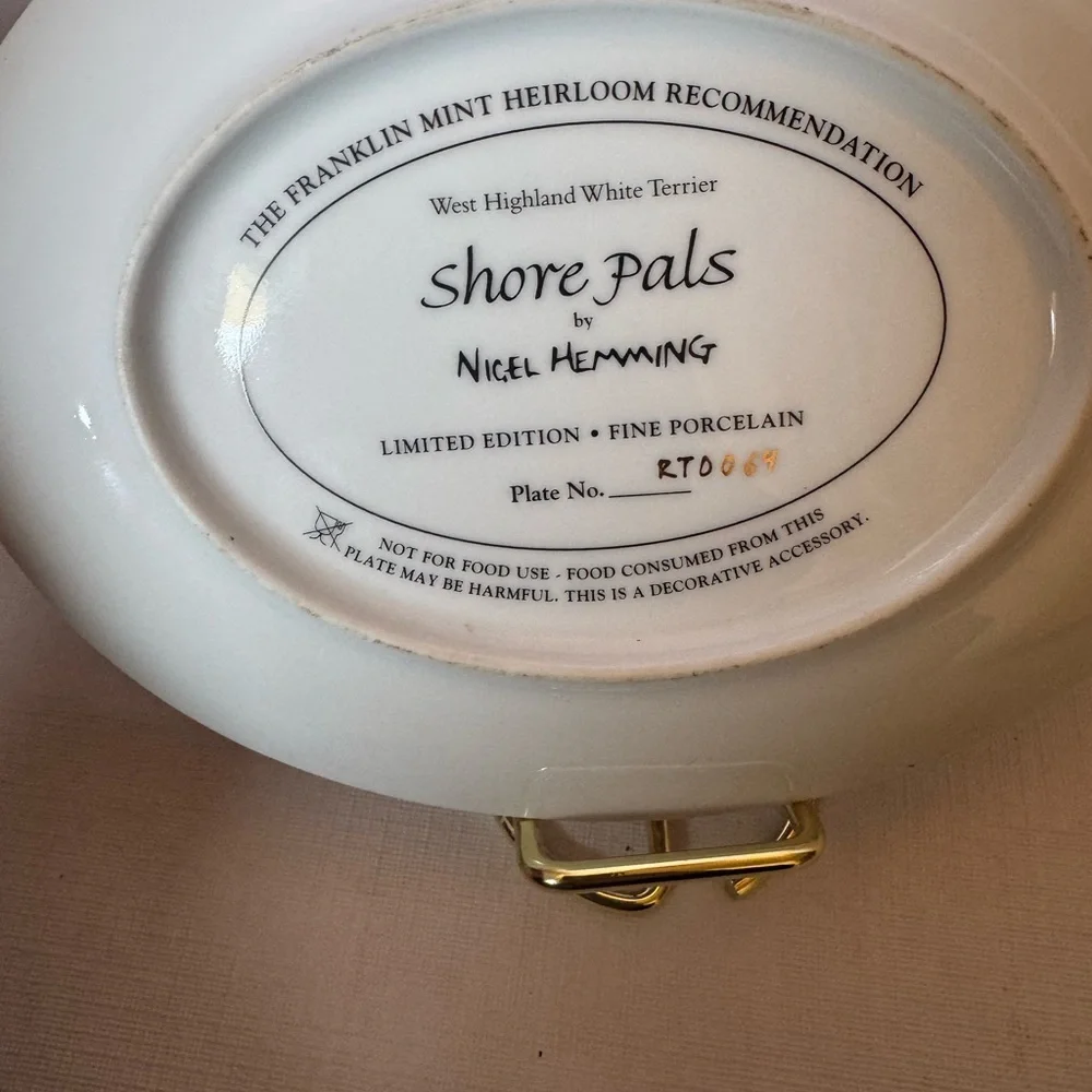 The Franklin Mint Plate “Shore Pals”by Nigel Hemming Limited Edition EUC